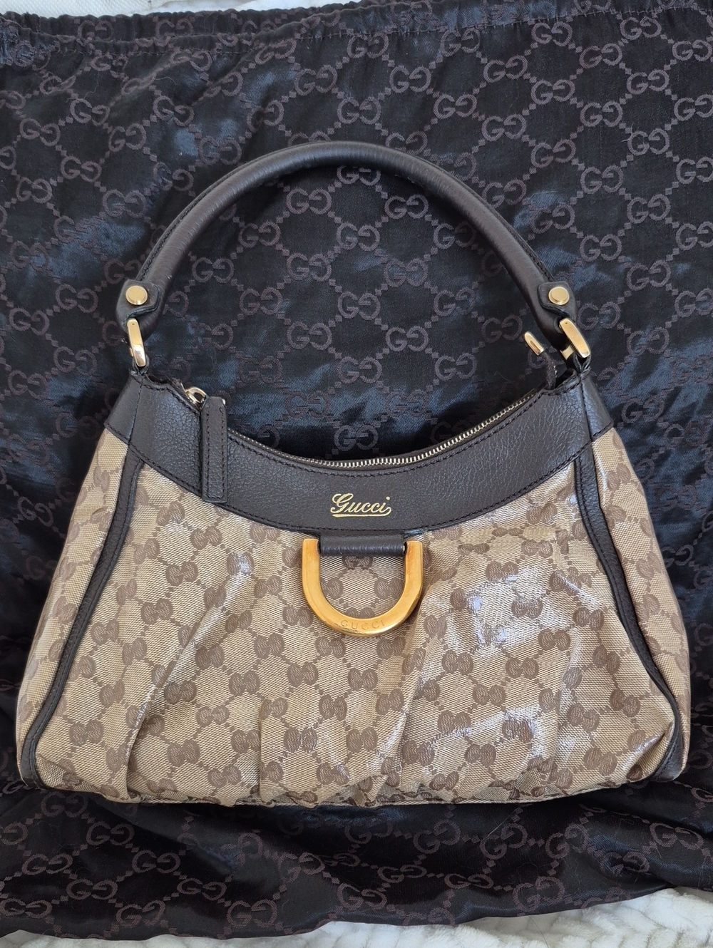 Gucci Brown GG Canvas Abbey D-Ring Shoulder Bag
